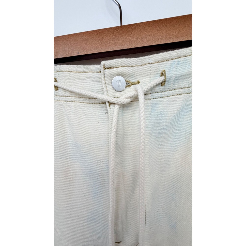 Pilcro Scenic Print Wide Leg Pull On High Rise Denim Pant Womens XL Cream Blue - Picture 7 of 13